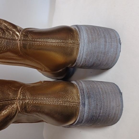 NEW FREE People essential tall slouch boots gold NIB $298 - Picture 5 of 11